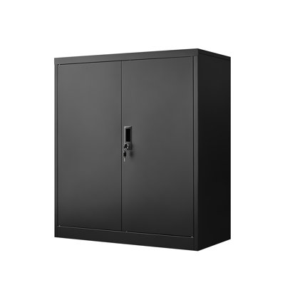 File Organizer Storage Cabinet With Two Adjustable Shelves And Door Locks, Ideal For Office Home , Black Steel Filing Cabinet, Integrated Molding Process, 3 - 4 Shelves, 35.52 In Height Locker