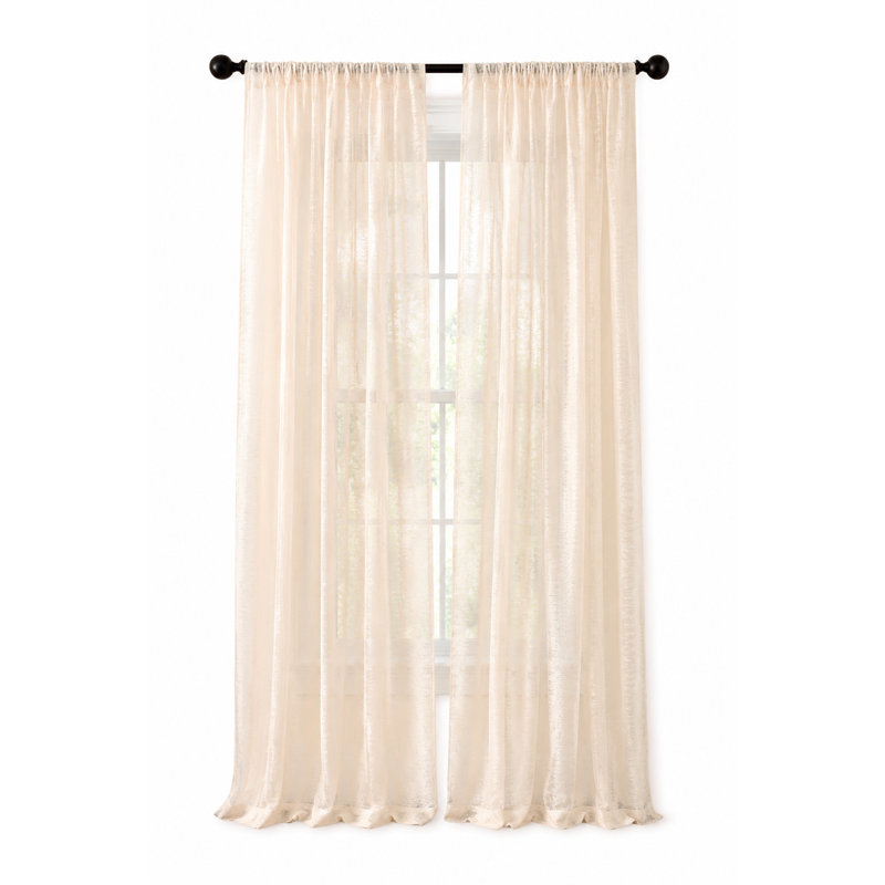 Tyonna Sheer Curtain Single Panel, 54" W x 120" L, Champagne