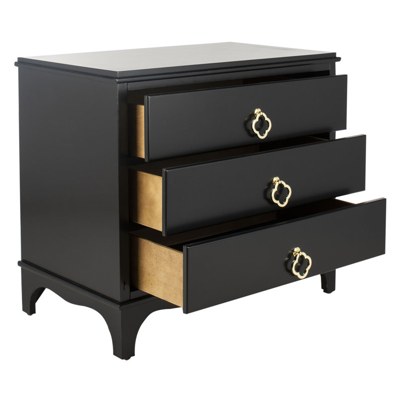 Table de chevet contemporaine l 32 po Velasco - Commode de chambre à coucher avec 3 tiroirs et poignée chic, Noir