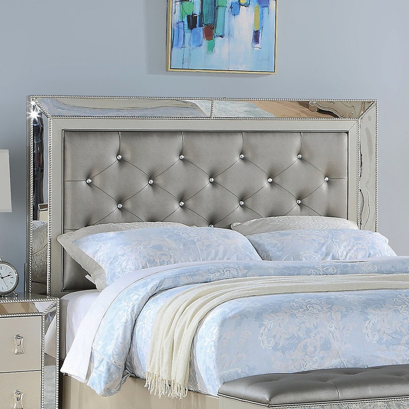 Glam Luxurious 1Pc California King Size Bed W Drawers Footboard Silver Mirror Accents Tufted Headboard Bedroom Furniture