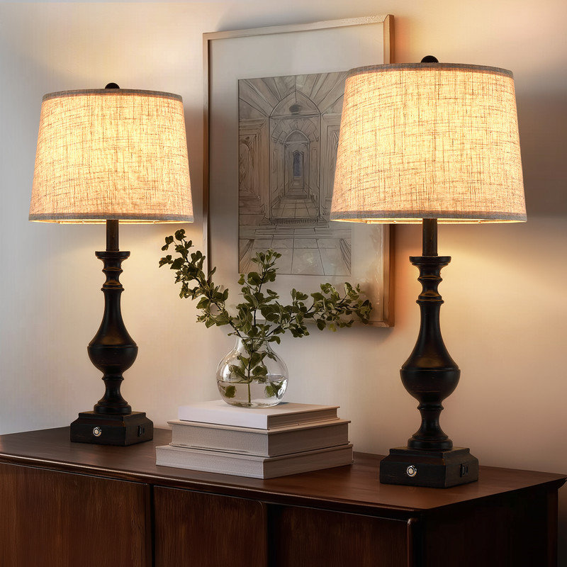 27.5'' Touch Dimmable, Candlestick Table Lamps Set (2 LED Bulbs Included)