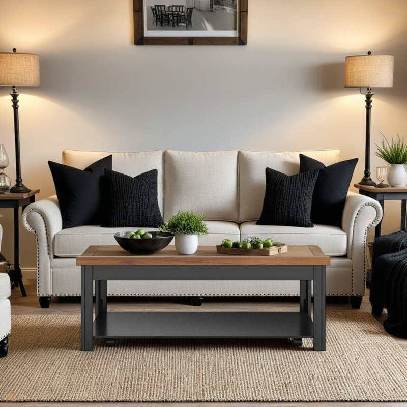 Table basse 48 po, aucun assemblage requis, Noir