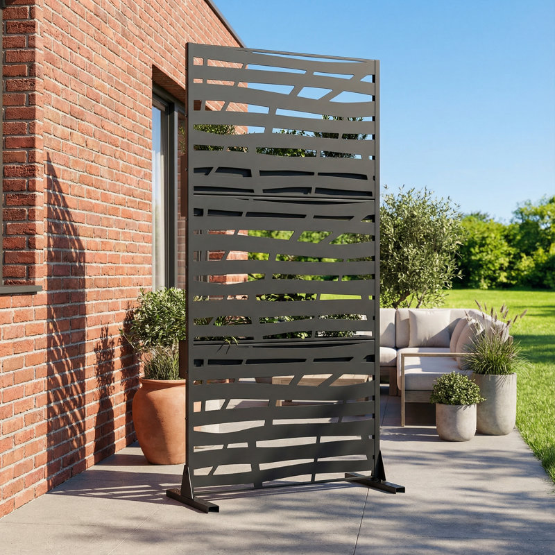 Cloison de séparation 72 po x 47 po autoportante en métal avec clôture en treillis pour patio, balcon, cour, piscine, pièce intérieure
