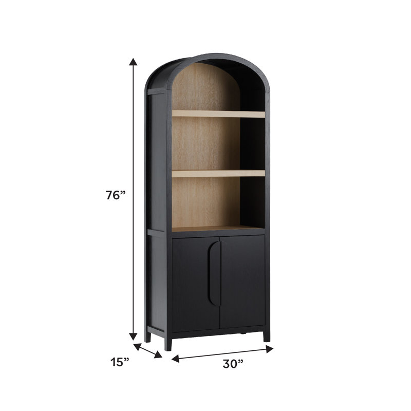 Red Barrel Studio® Sitarski Modern Arched Bookcase with Statement Cabinet & Reviews | Wayfair