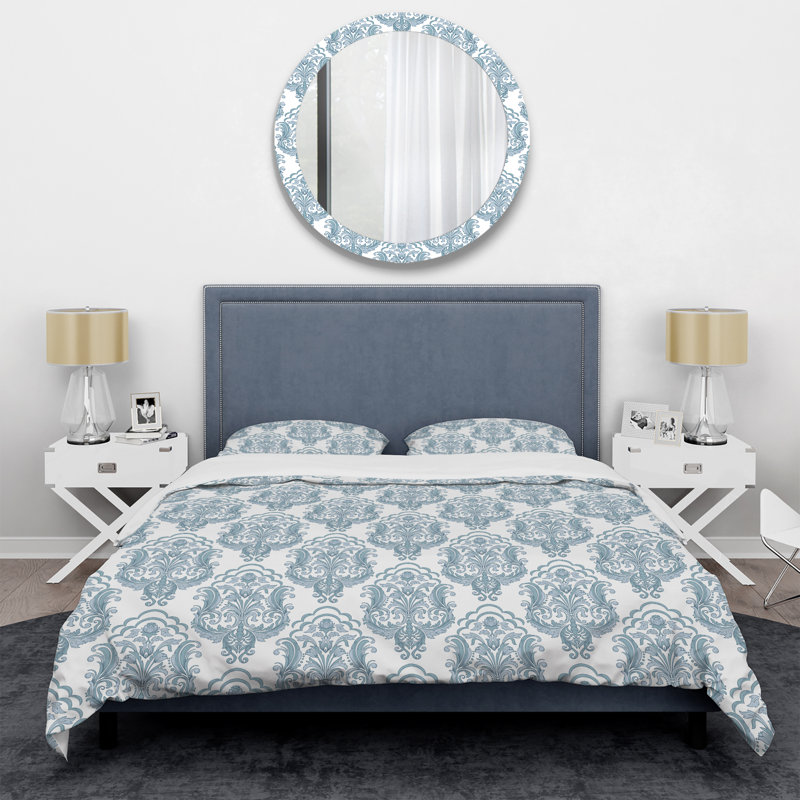 Damas bleu - ensemble de housse de couette abstrait - microfibre de polyester