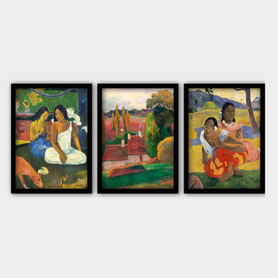 Ensemble de 3 peintures élégantes encadrées décoratives, 13,8 x 17,7 pouces chacune | 100% bois avec cadre 100% polystyrène (épaisseur: 0,8 pouce) | Impression numérique UV, parfaite pour le salon et la décoration intérieure