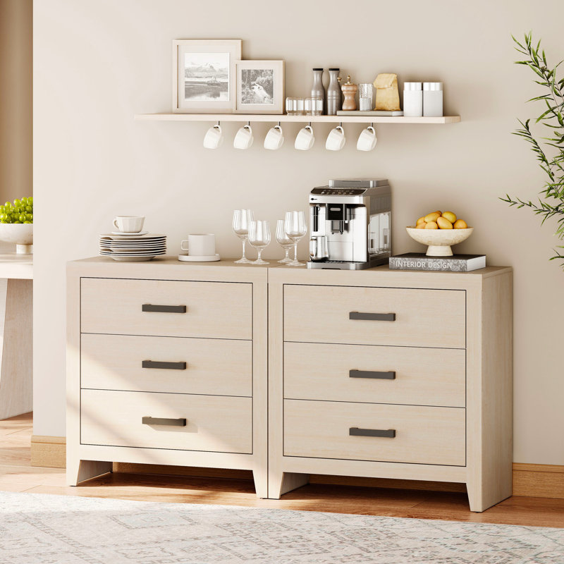 Ensemble de commode 3 tiroirs Farmhouse, Beige