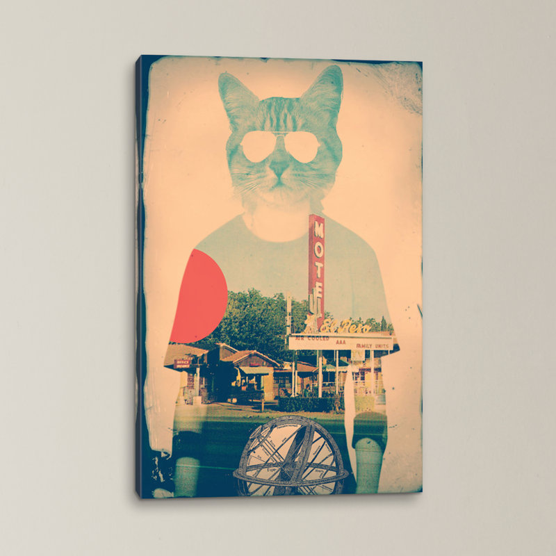 « cool cat » par ali gulec, impression sur toile tendue, H 18 po x l 12 po x P 1,5 po, Toile tendue, Pas de tapis