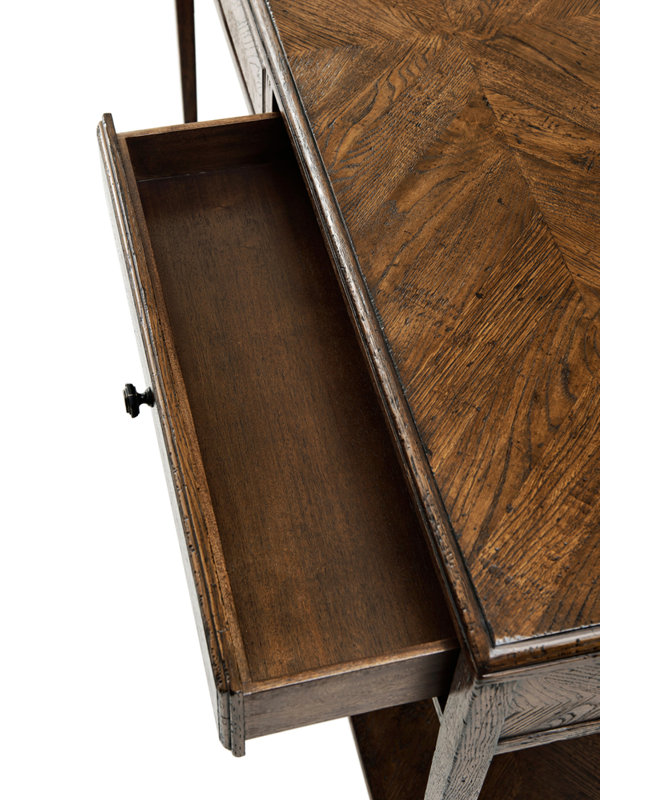 Dusk Oak Parquetry Mirrored Console Table with Storage