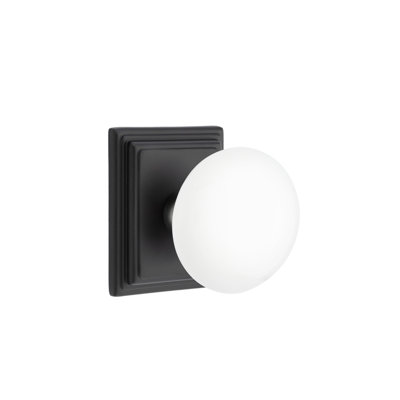 Emtek Privacy Knobset w/ Wilshire Rosette and Ice White Porcelain Knob