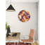 Horloge murale en verre trempé, horloge d'art abstrait, horloge ronde, décoration moderne, horloge murale mauve et orange-1018509237-1018509256