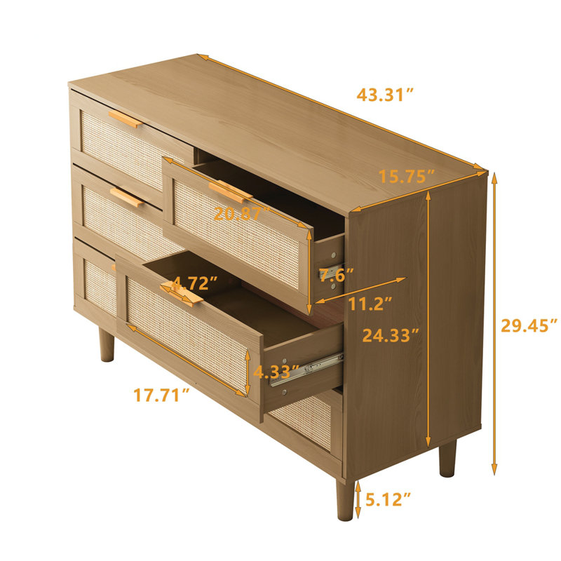 Junor Accent Chest, Natural/Light Natural, Gold