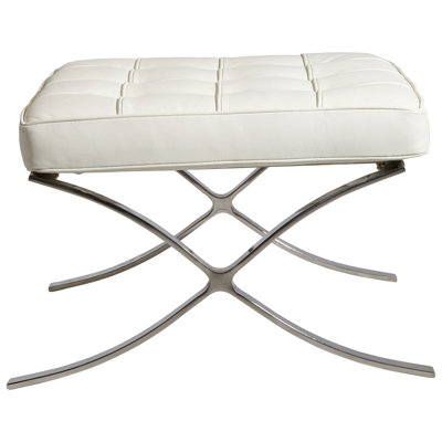 Repose-pieds de cocktail rectangulaire en cuir véritable de 24 po de largeur Beecroft