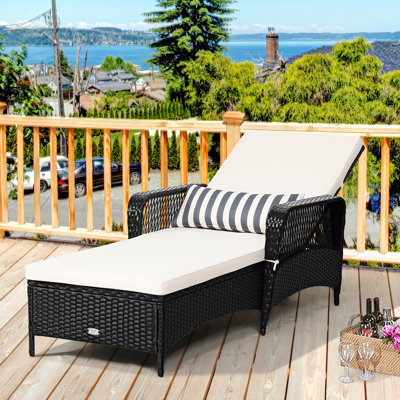 Outdoor Wicker Chaise Lounge , Cushion Included