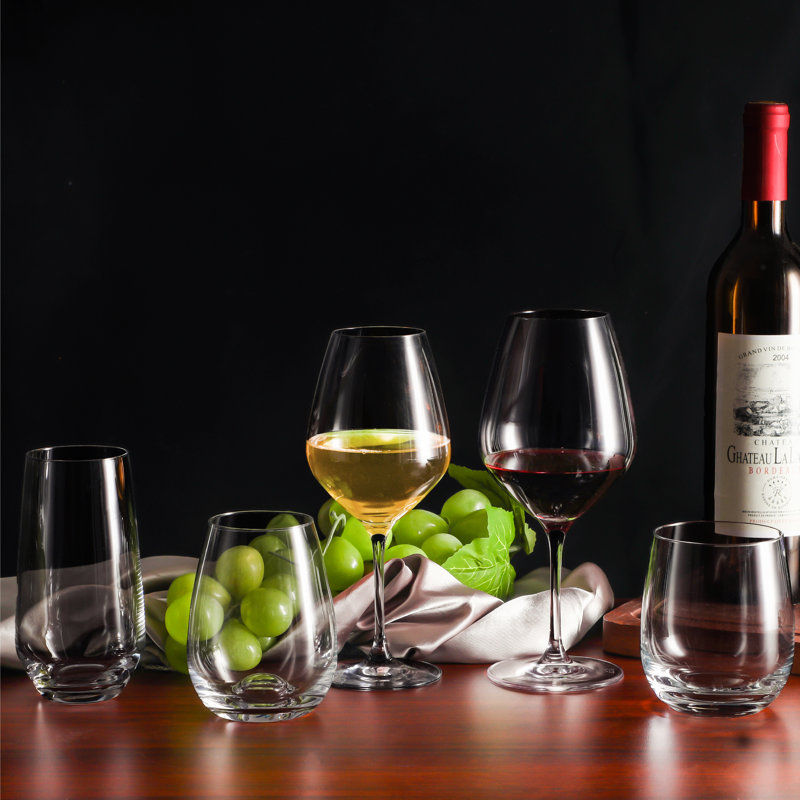 15.5-Ounce Clear Lead-Free Crystal Stemless Wine Glass Set