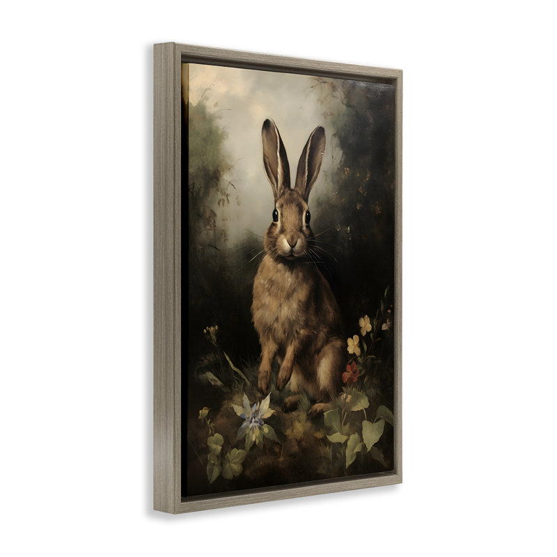«Bunny in Nature Brown», toile flottante encadrée par Petal Prints Design, Cadre flottant orme Montalcino, H 31 po x l 21 po