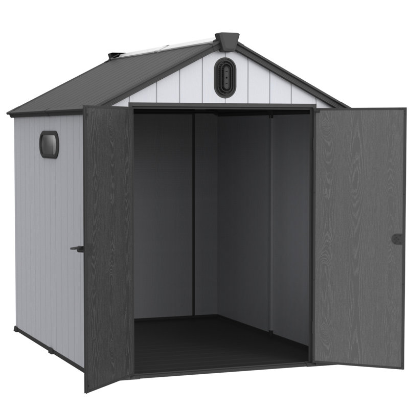 Remise en plastique d'extérieur de 6 pi x 8 pi et rangement de jardin moderne à l'arrière