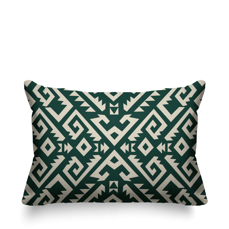 Coussin intérieur / extérieur Chitto Southwestern, Émeraude