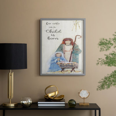 «For Unto Us», reproduction encadrée - bois massif
