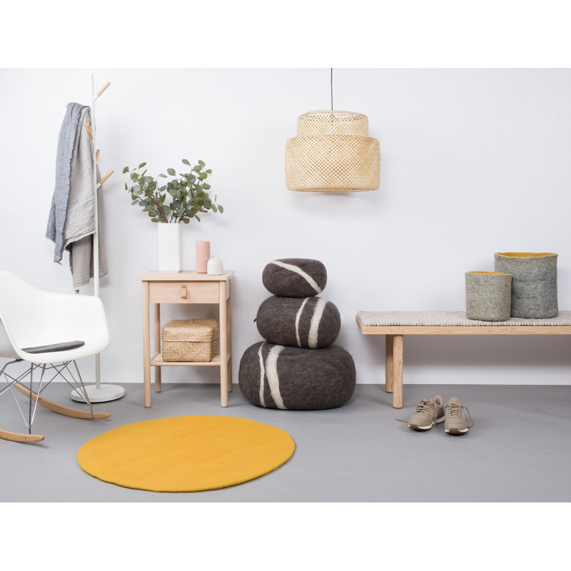 Alwin 30cm Wide Oval Pouffe Ottoman, Dark Grey