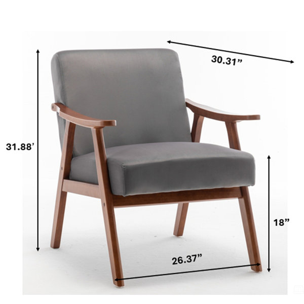 Ebern Designs Accent Chair With Velvet Upholstery And Solid Wood Frame ...