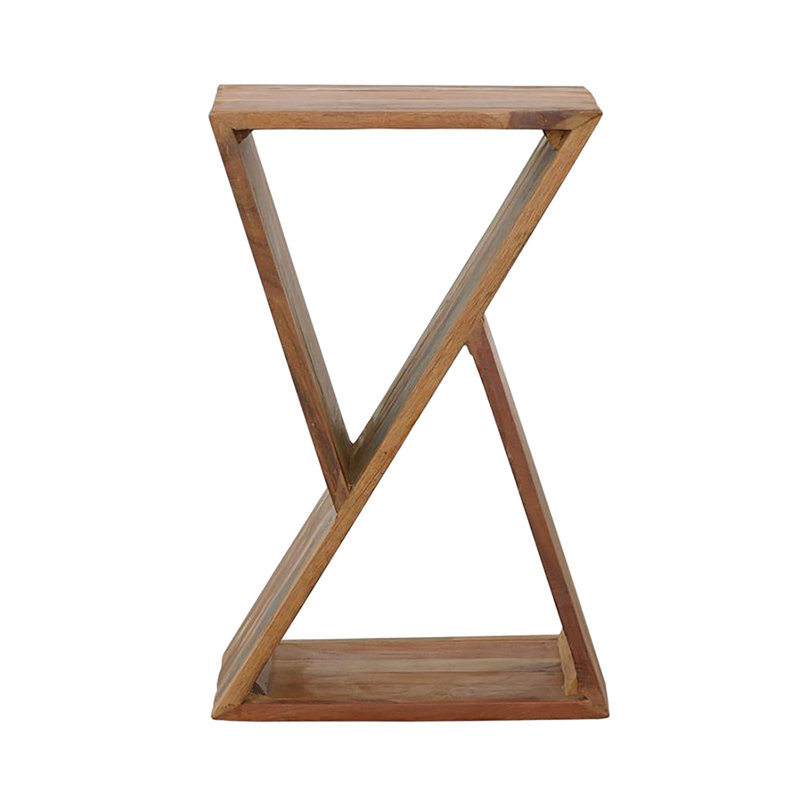 Table d'appoint géométrique en bois naturel pour salon, élégante et recyclée