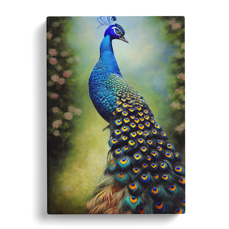 XV1022-4975X View Of A Peacock No.2 - Print, 50cm H x 35cm W, Wrapped Canvas, No Matte