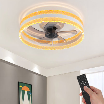 Ventilateur de plafond à DEL à 5 pales de 19,7 po avec télécommande et ensemble d'éclairage inclus Maslynn