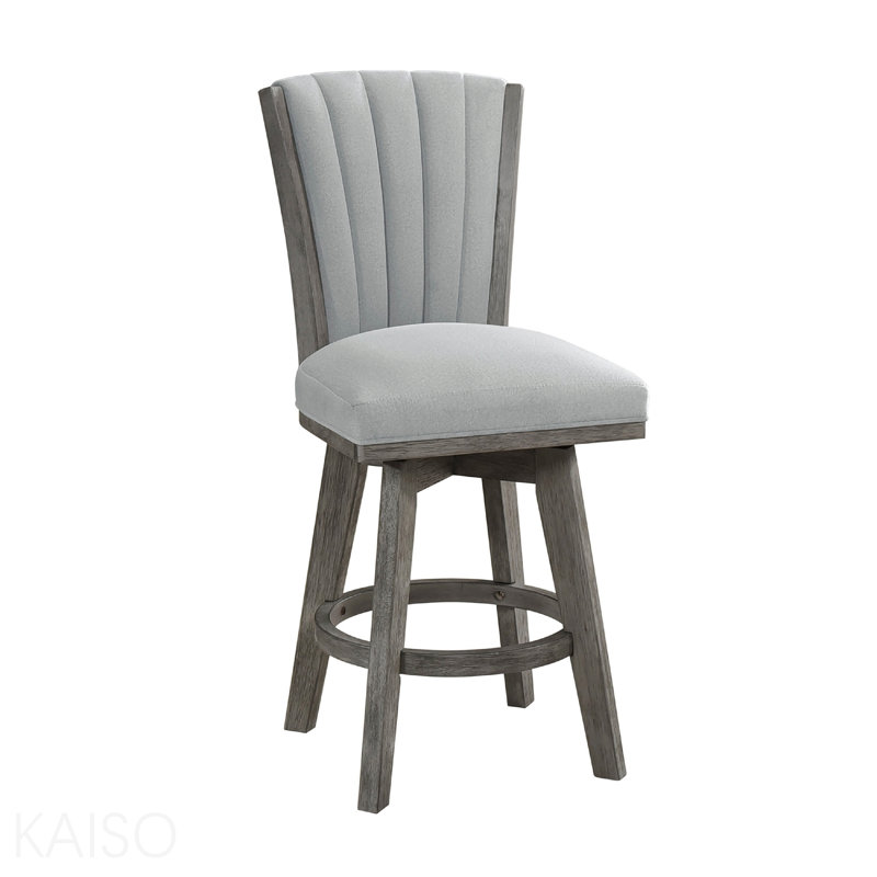 Tabouret d'appoint - Ensemble de 2 chaises de comptoir pivotantes, gris, velours capitonné