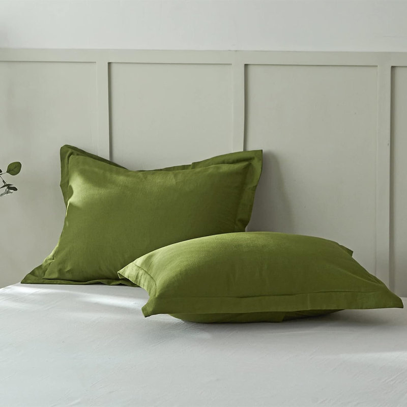 Linen Duvet Cover Set, Full Duvet Cover + 2 Standard Pillowcases, Forest Green