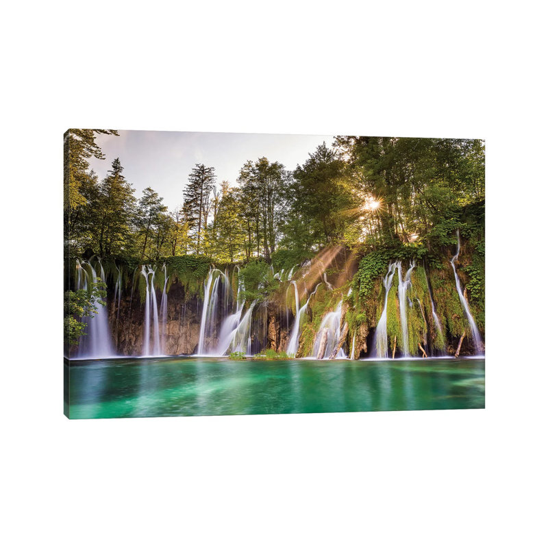 Europe, Croatia, Plitvice Lakes National Park. Waterfall Landscape. 1 Piece Wrapped Canvas Wall Art