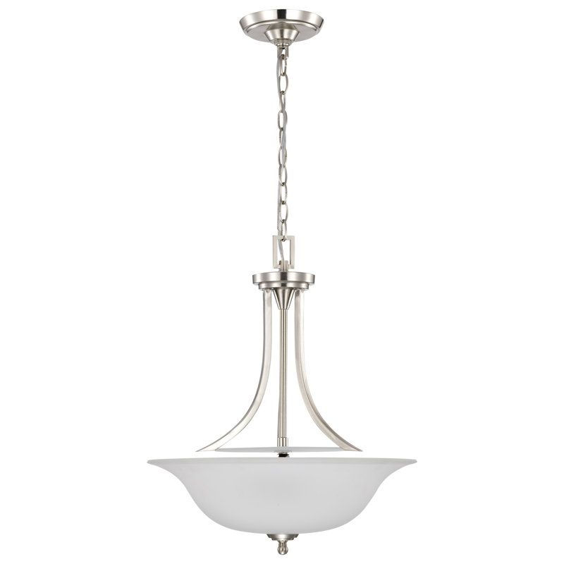 3 - Light Unique/Statement Pendant, Brushed Nickel / Frosted