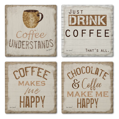 Chocolate & Coffee 4 Pack Assorted Tumbled Tile Stone Coasters