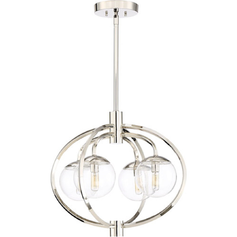Dechen 4 - Light Globe Chandelier, Polished Nickel