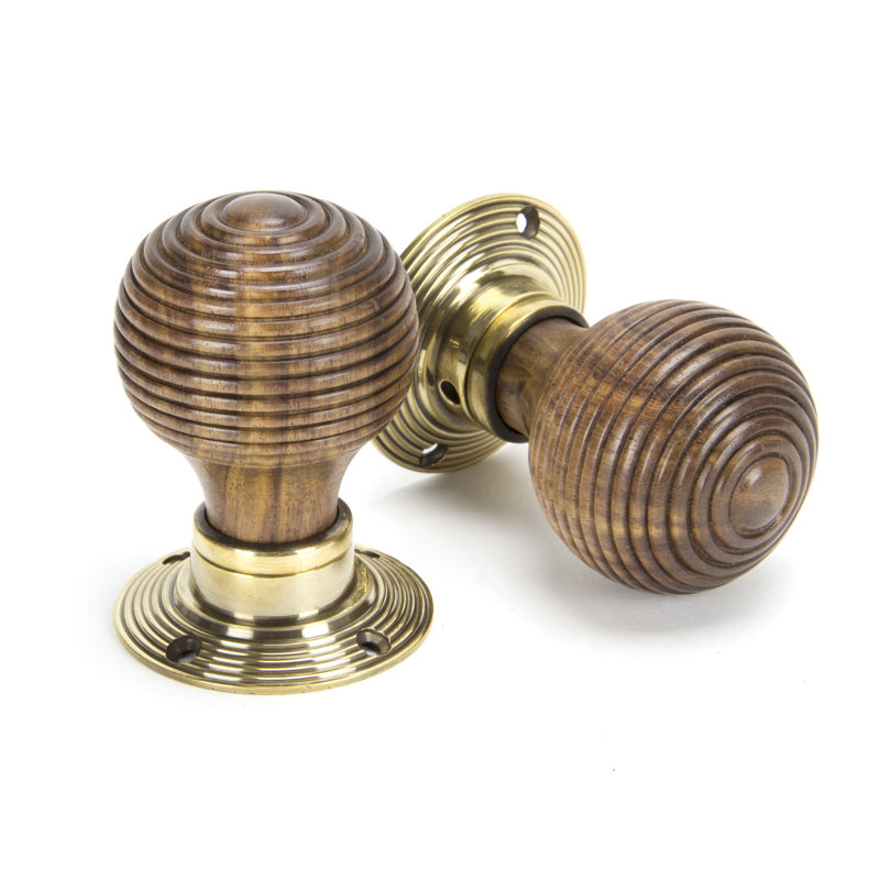 Beehive Door Knob, Rosewood / Aged Brass