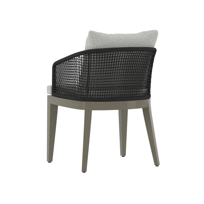 Capri Outdoor Teak Dining Armchair, Dark Gray Frame/Light Gray Cushion