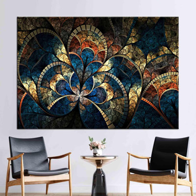 Fractal Patterned Abstract Print on Cotton Canvas for Modern Wall Decor with Psychedelic Art Theme