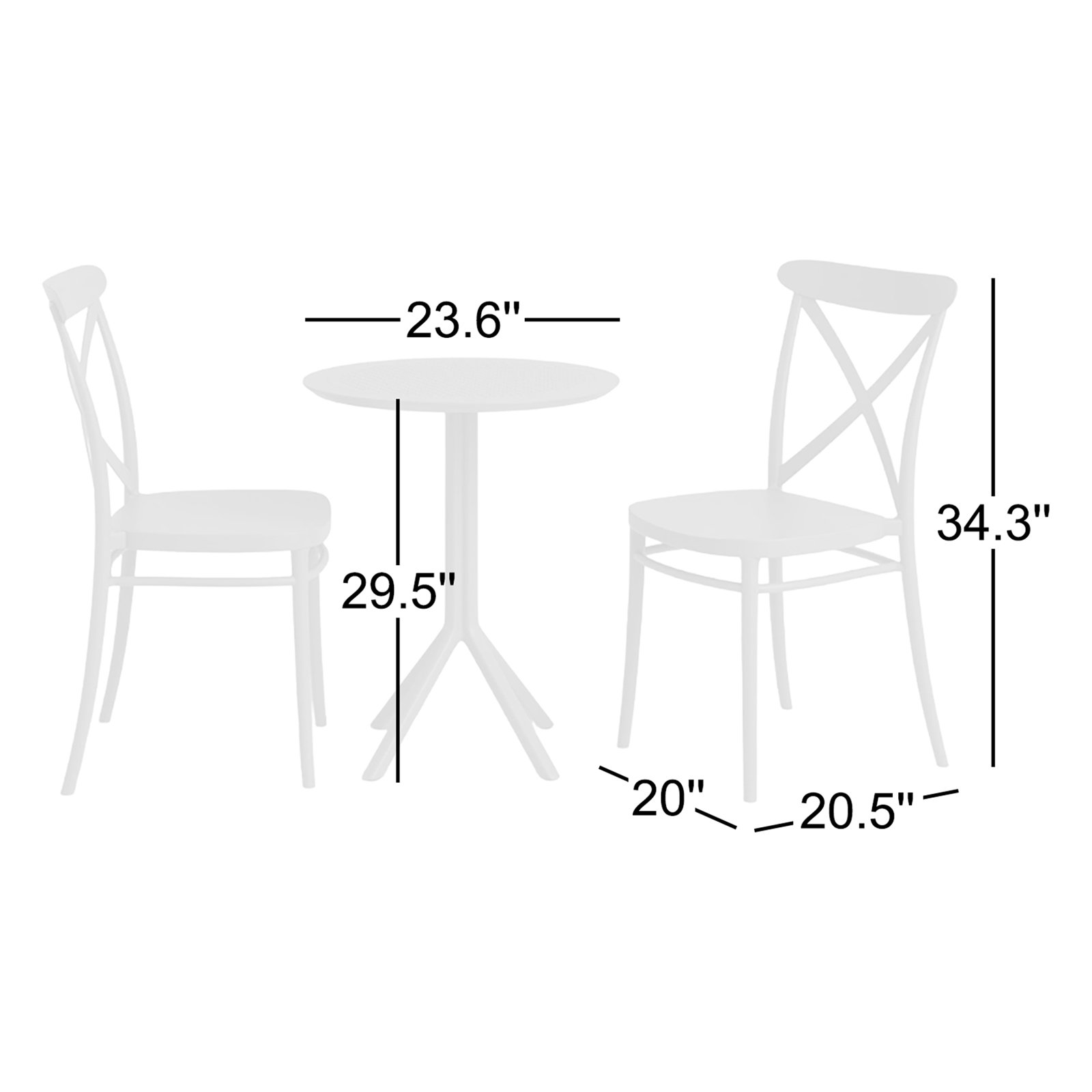 Farrah 24" Patio Bistro Set, White