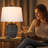 24.5" Rustic Ceramic Pot Table Lamp for Bedroom Living Room Dining Home Office Entryway, Black-229932081