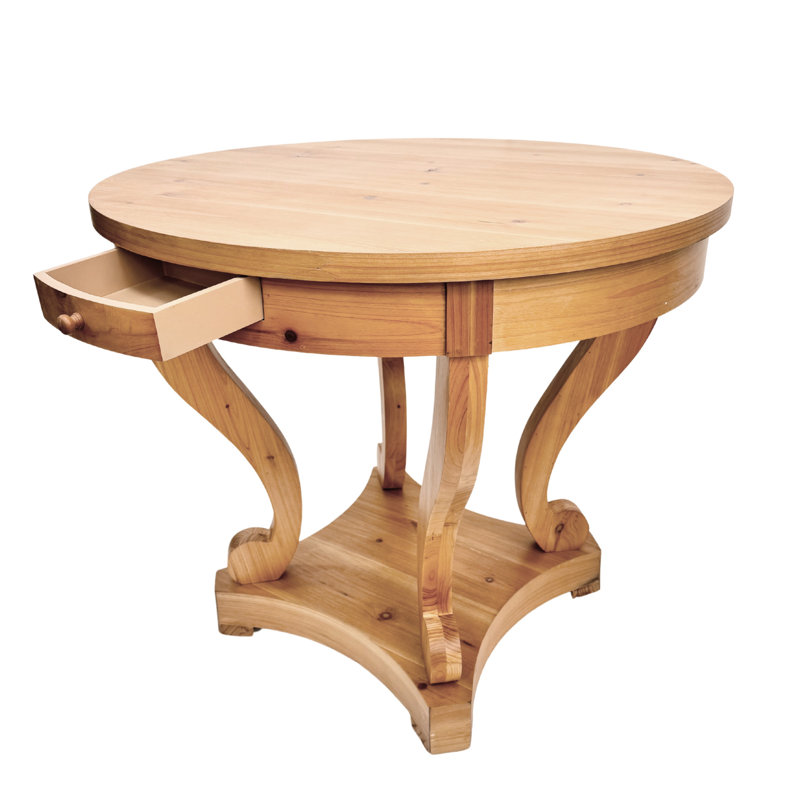 Table de salle à manger moderne du milieu du siècle avec pieds incurvés et tiroirs, style bois naturel, coin repas