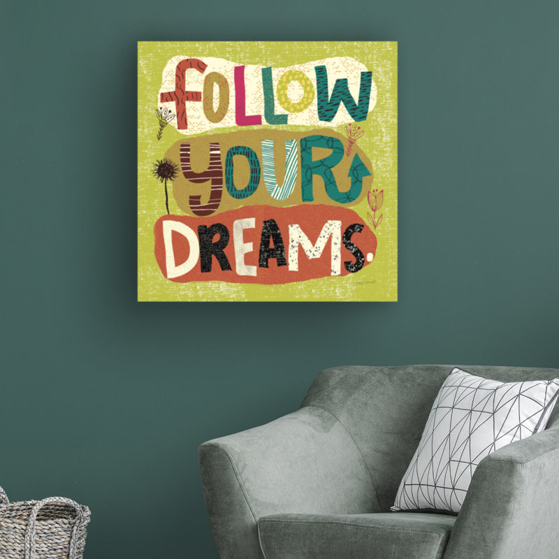 «Happy penséts I» par Cheryl Warrick - Art textuel sur toile tendue, H 24 po x l 24 po x P 2 po