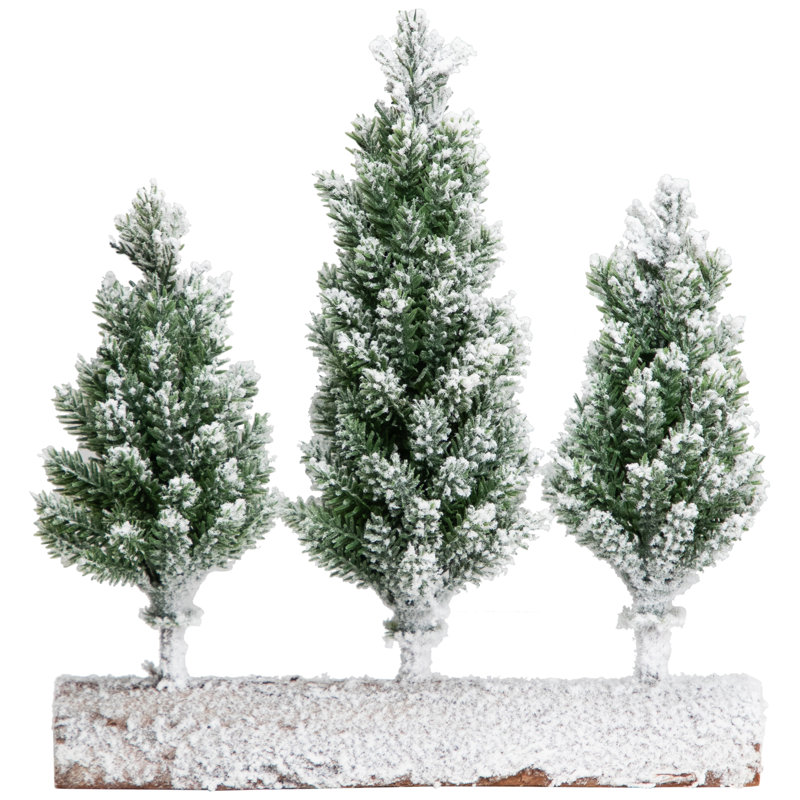 Frosted Pine Tree Trio Christmas Decoration - 8" - Unlit