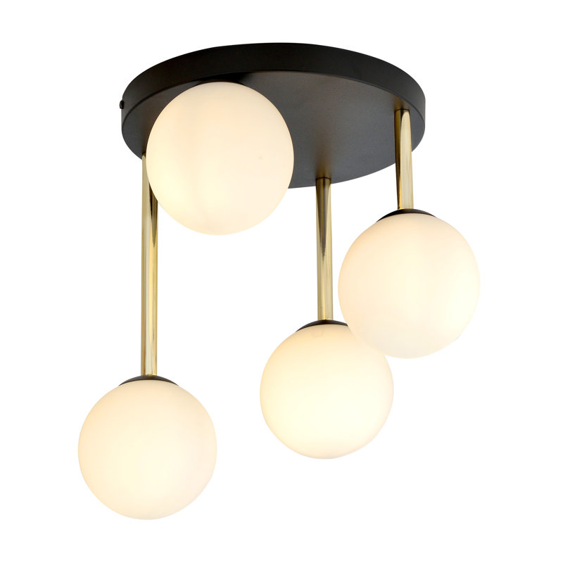 Wlikerson 4 - Light Geometric Chandelier, White, Black