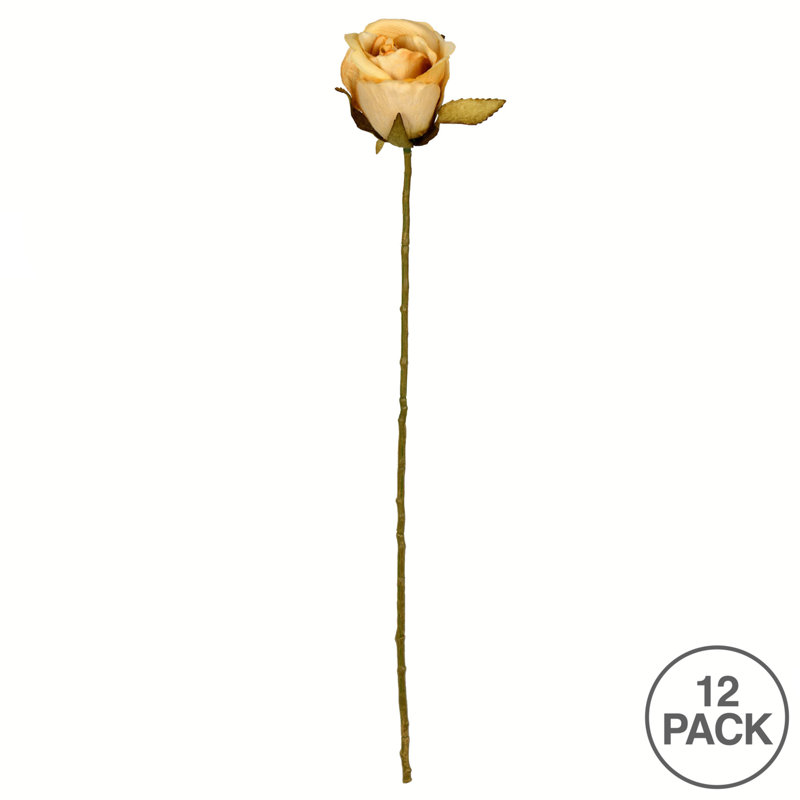 18" Artificial Rose Stem, Mustard