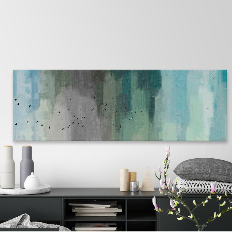 Large Abstract Blue and Gray Canvas Wall Art