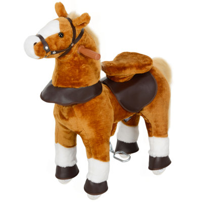 Ride on Horse, Walking Horse Toy, Kids Plush Riding Horse, Pony with Wheels & Neighing Sound for 3-5 Years Old up to 132 Pounds