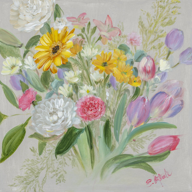 Floral Burst I by Sandra Iafrate - Wrapped Canvas Painting, 76cm H x 76cm W