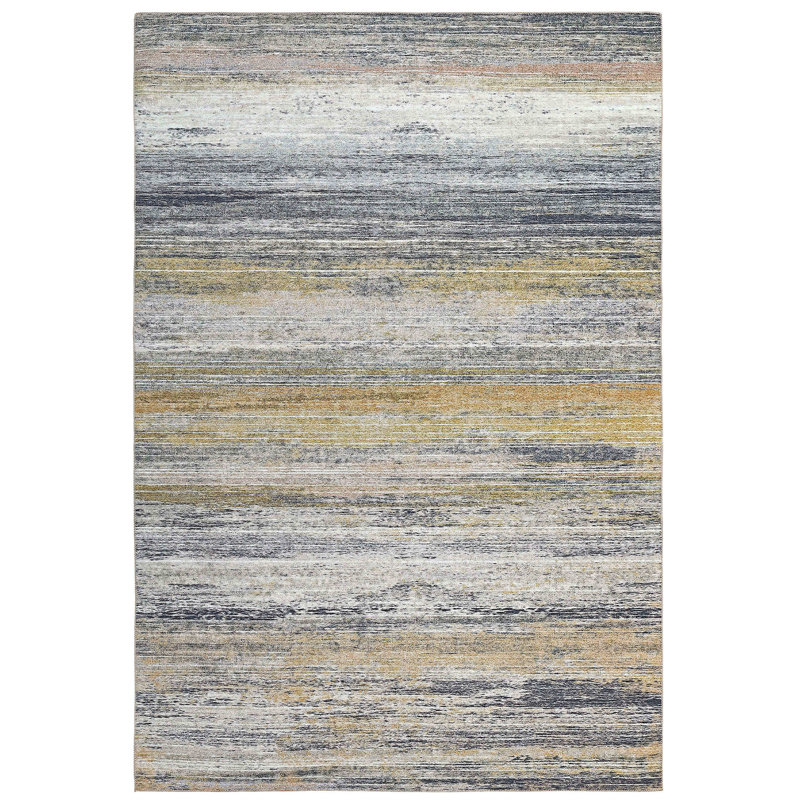 Tapis doré abstrait résistant aux taches, Rectangle 5 pi 4 po x 7 pi 7 po