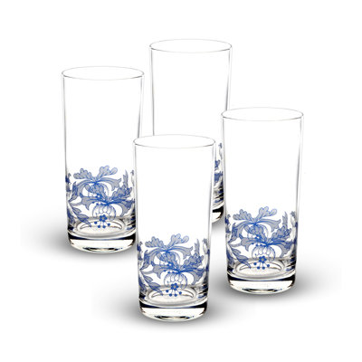 Verres à gin italien Spode, 15 oz - bleu et blanc, ensemble de 4