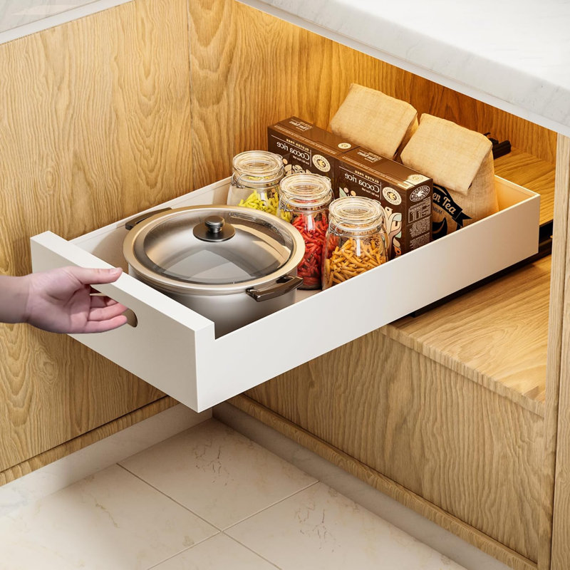 Ensemble de 1 armoire de rangement coulissante de 21 po de profondeur x 10 po de large, tiroirs coulissants en acier au carbone pour garde-manger